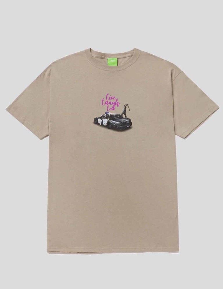 T-shirt HUF live risata amore tee sabbia